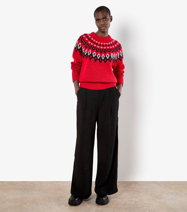 Apricot Women's Red Fairisle Crew Neck Jumper Apricot New Look - 2