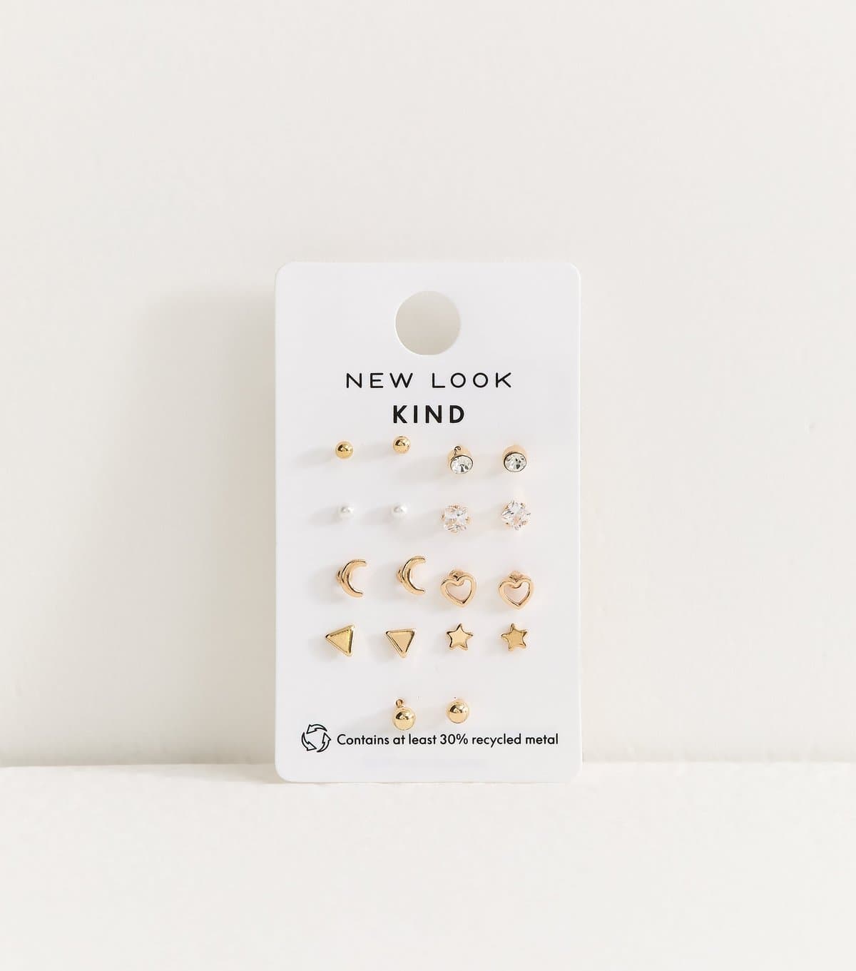 New Look Pack of 9 Gold Tone Mixed Stud Earrings New Look