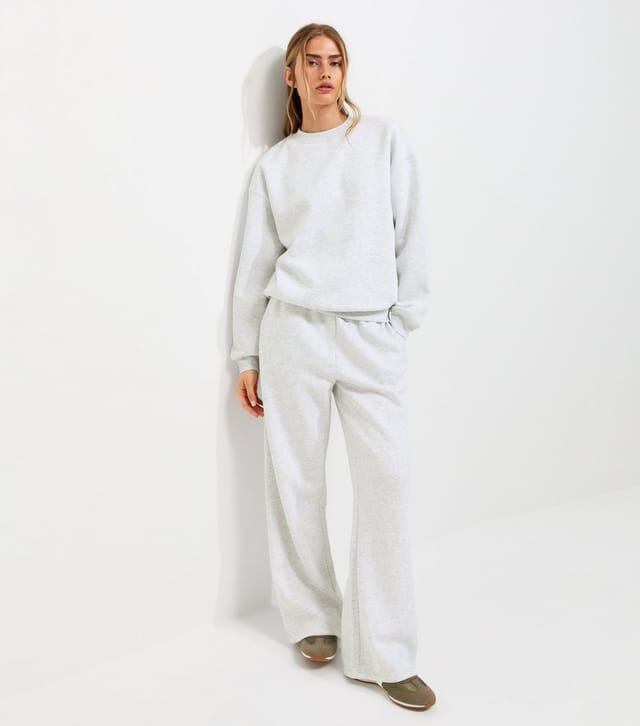 New Look Women's Grey Marl Cotton Rich Wide Leg Joggers New Look - 2