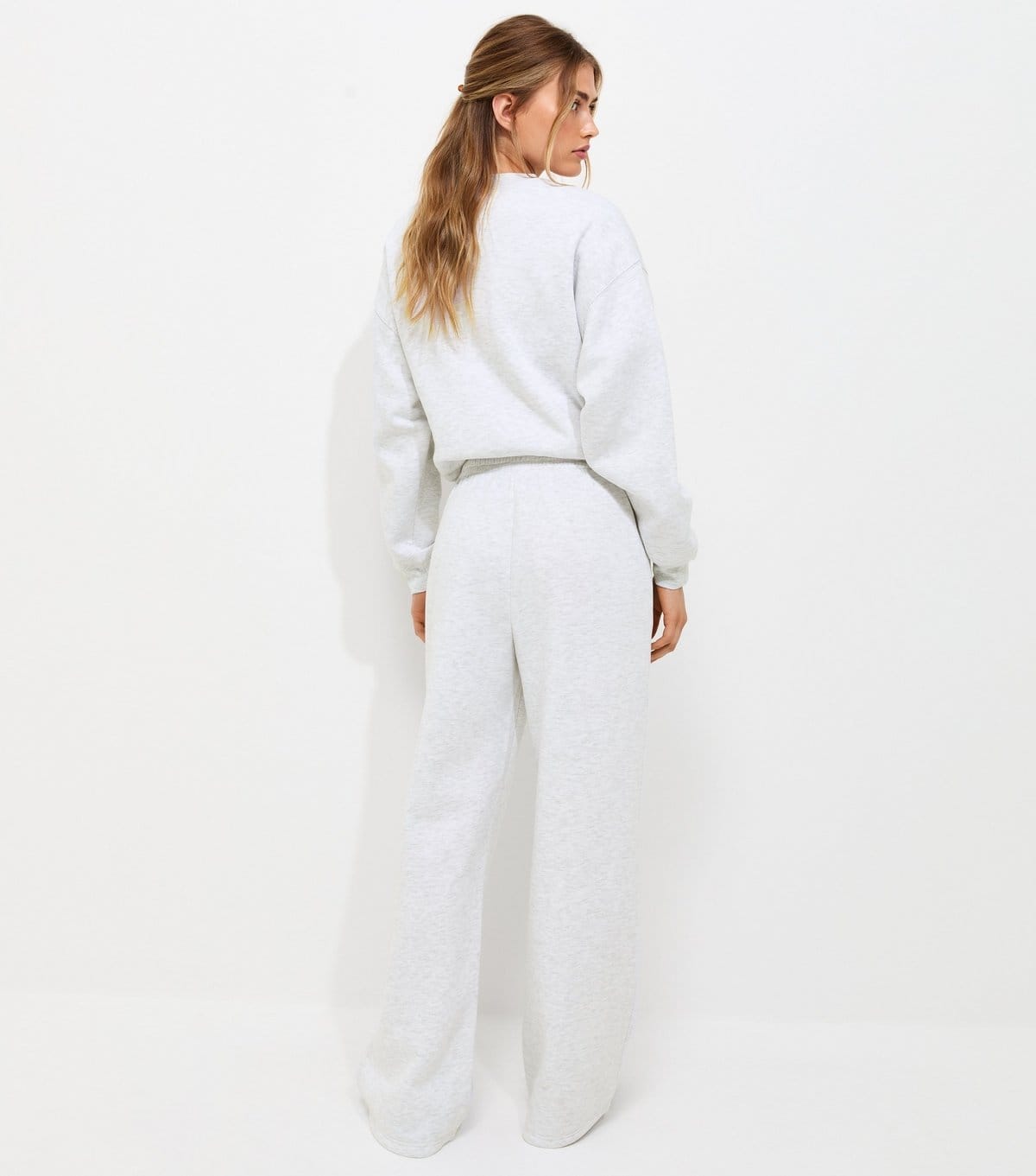 New Look Women's Grey Marl Cotton Rich Wide Leg Joggers New Look - 4
