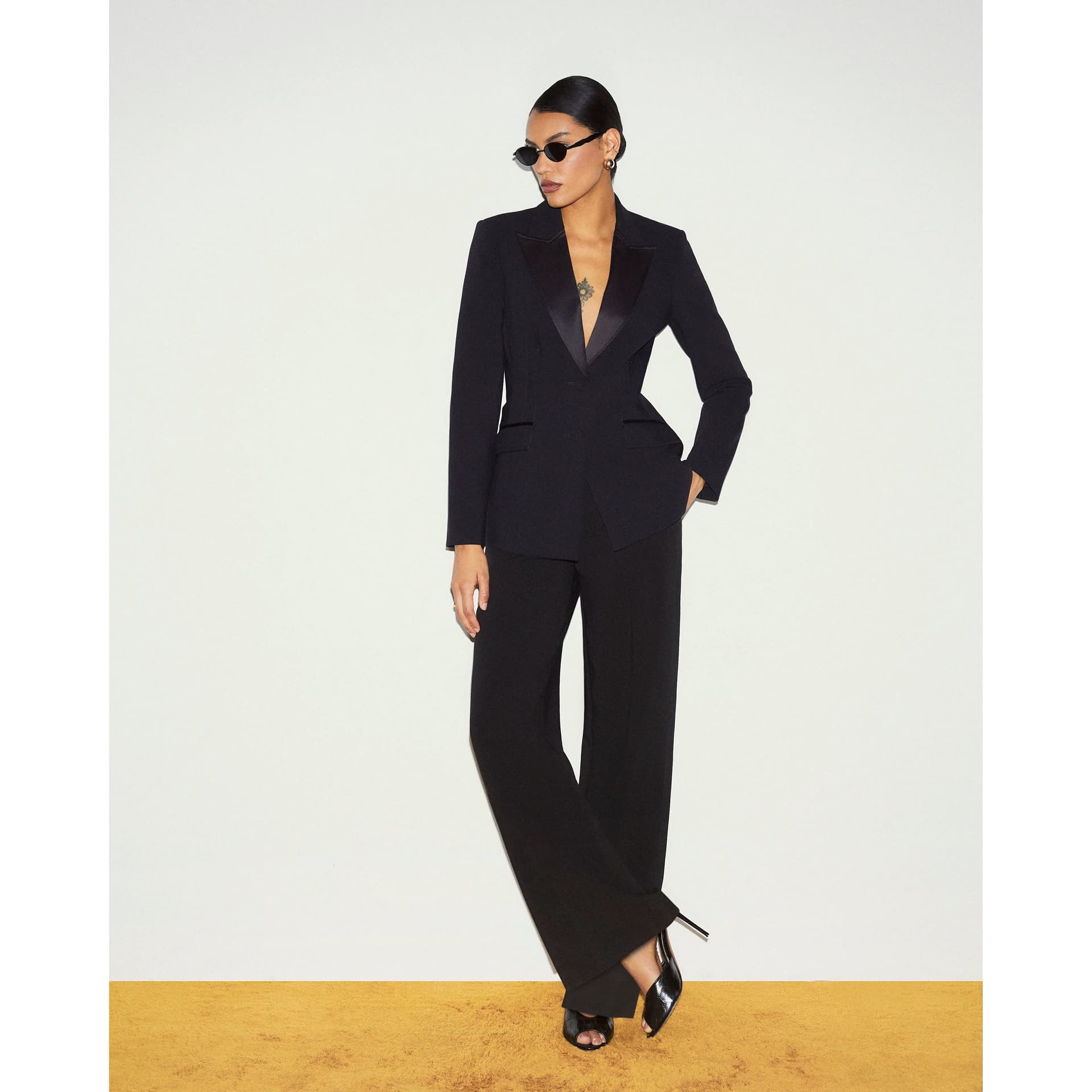 River Island River Island Womens Black Tux Detail Slim Leg Trousers
