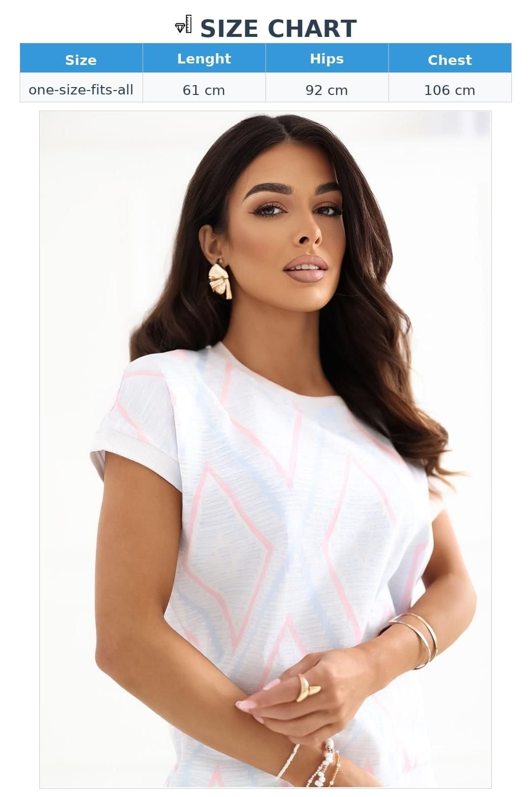 Love Lace Love Lace Women's Cotton Elastane Blouse Geometric Print in White - 4