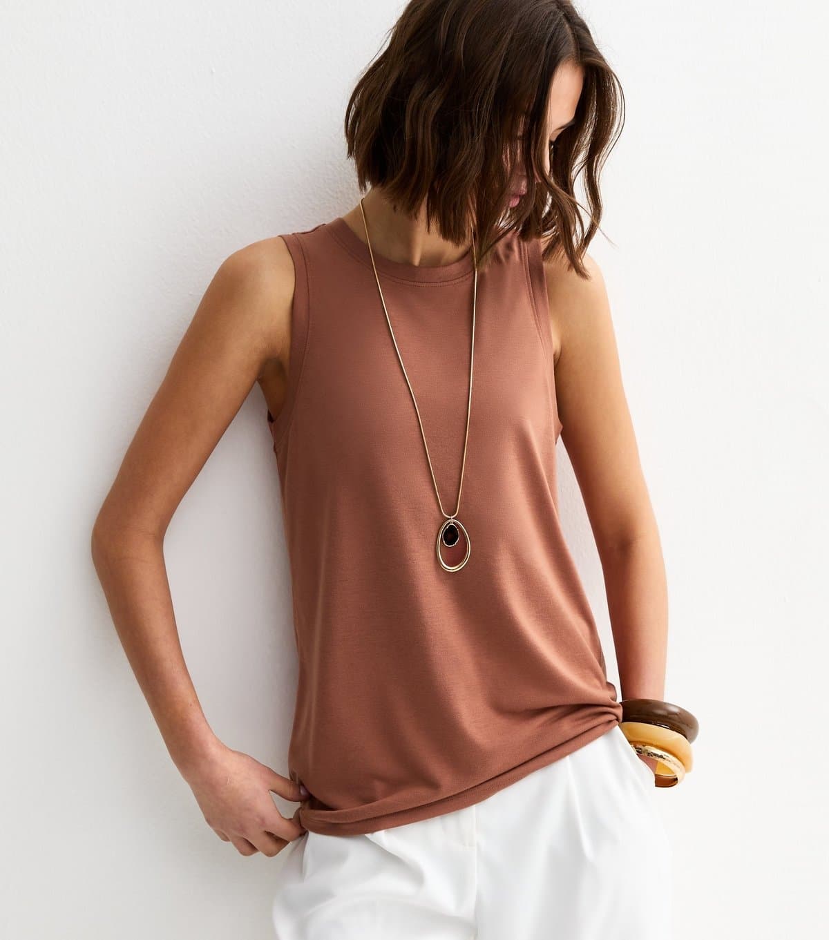 New Look New Look Tan Jersey Sleeveless Vest
