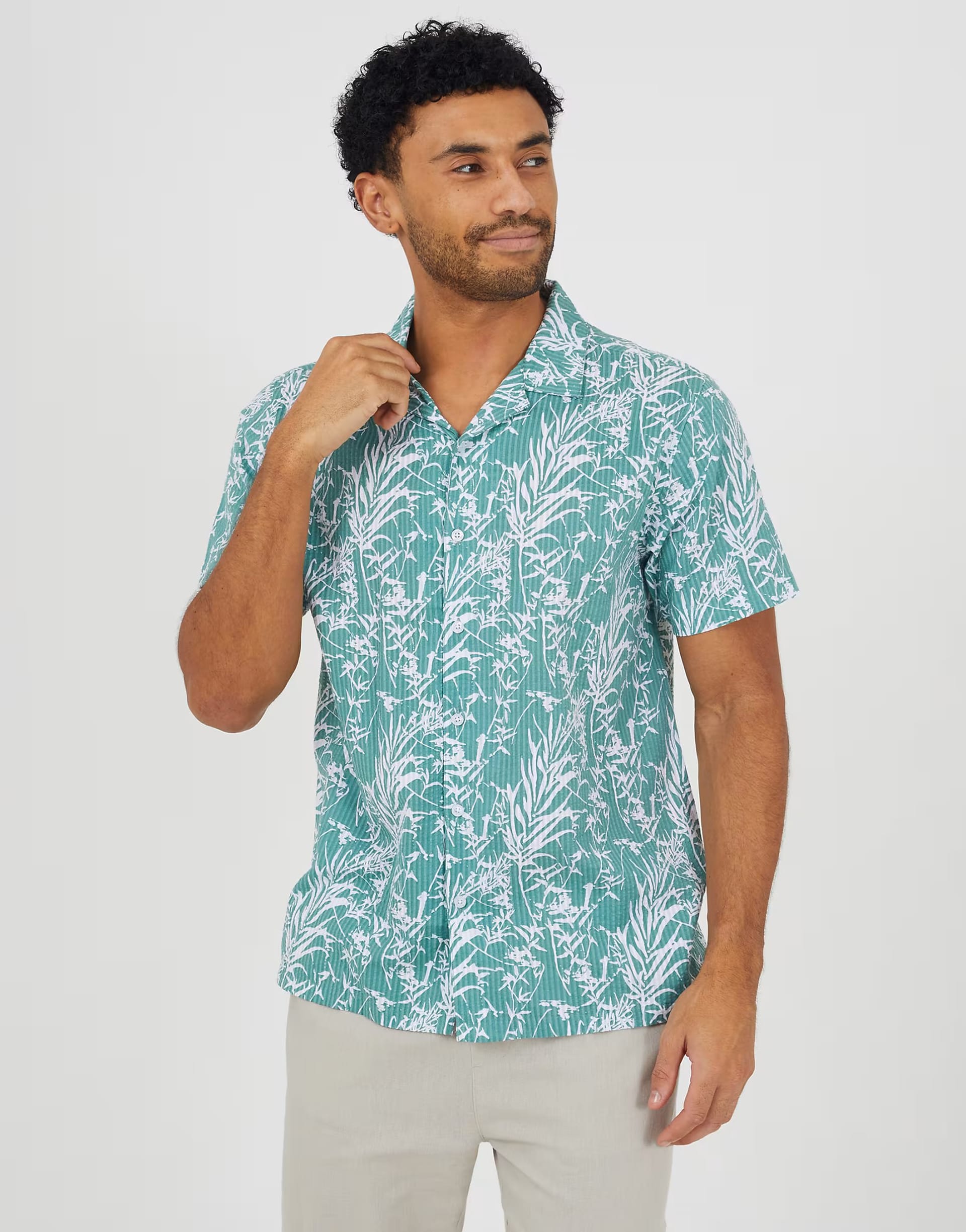 ASOS Brave Soul Green Floral Print Shirt