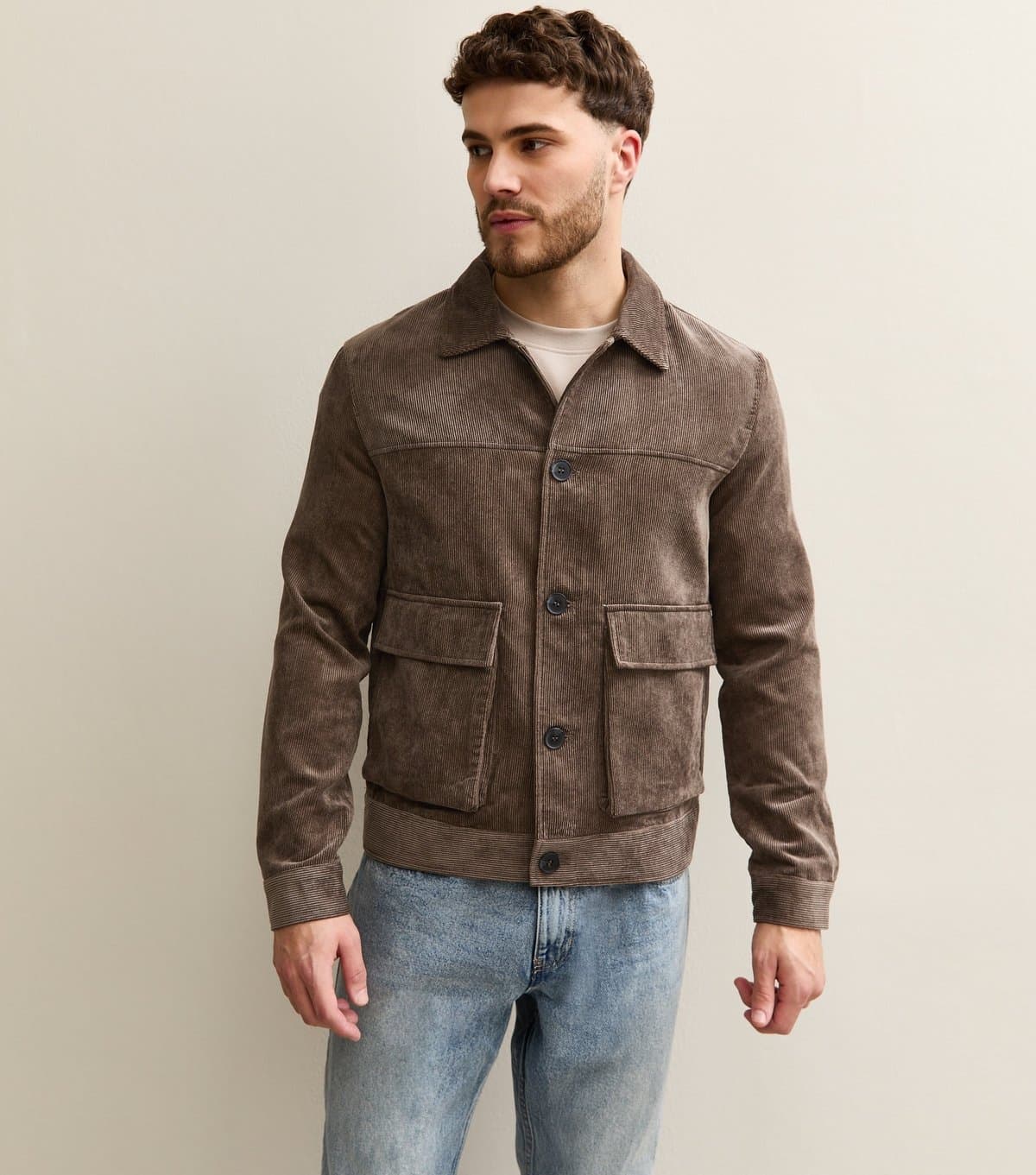 Only and Sons Men's Dark Brown Regular Corduroy Jacket Only and Sons New Look