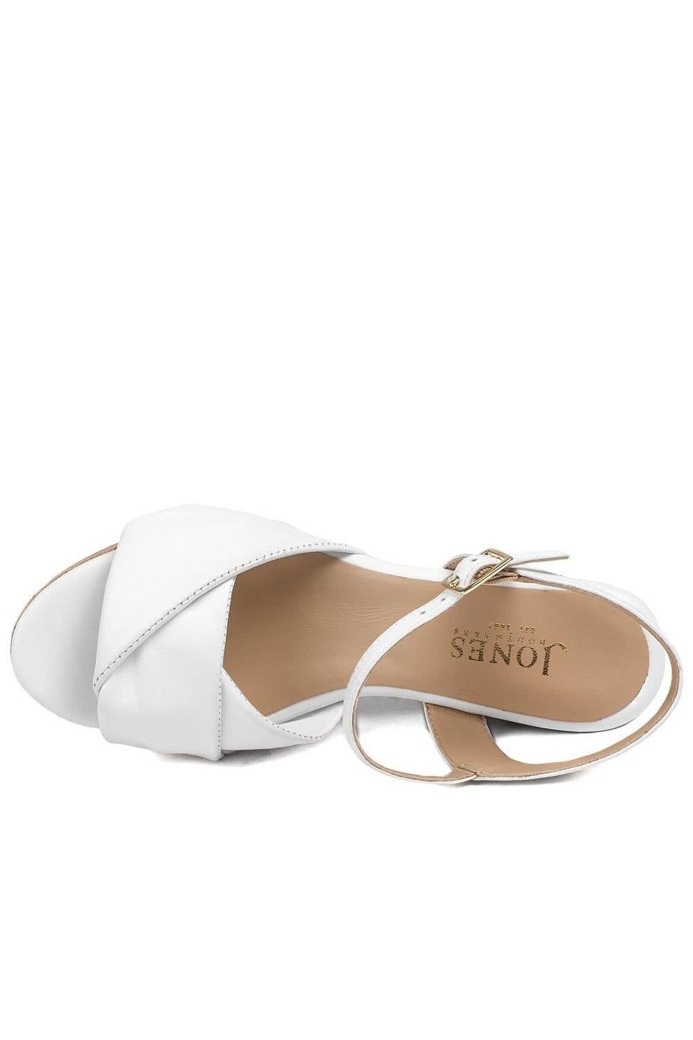 Jones Bootmaker Jones Bootmaker Women's Iva Leather Wedge Heel Sandals in White - 4