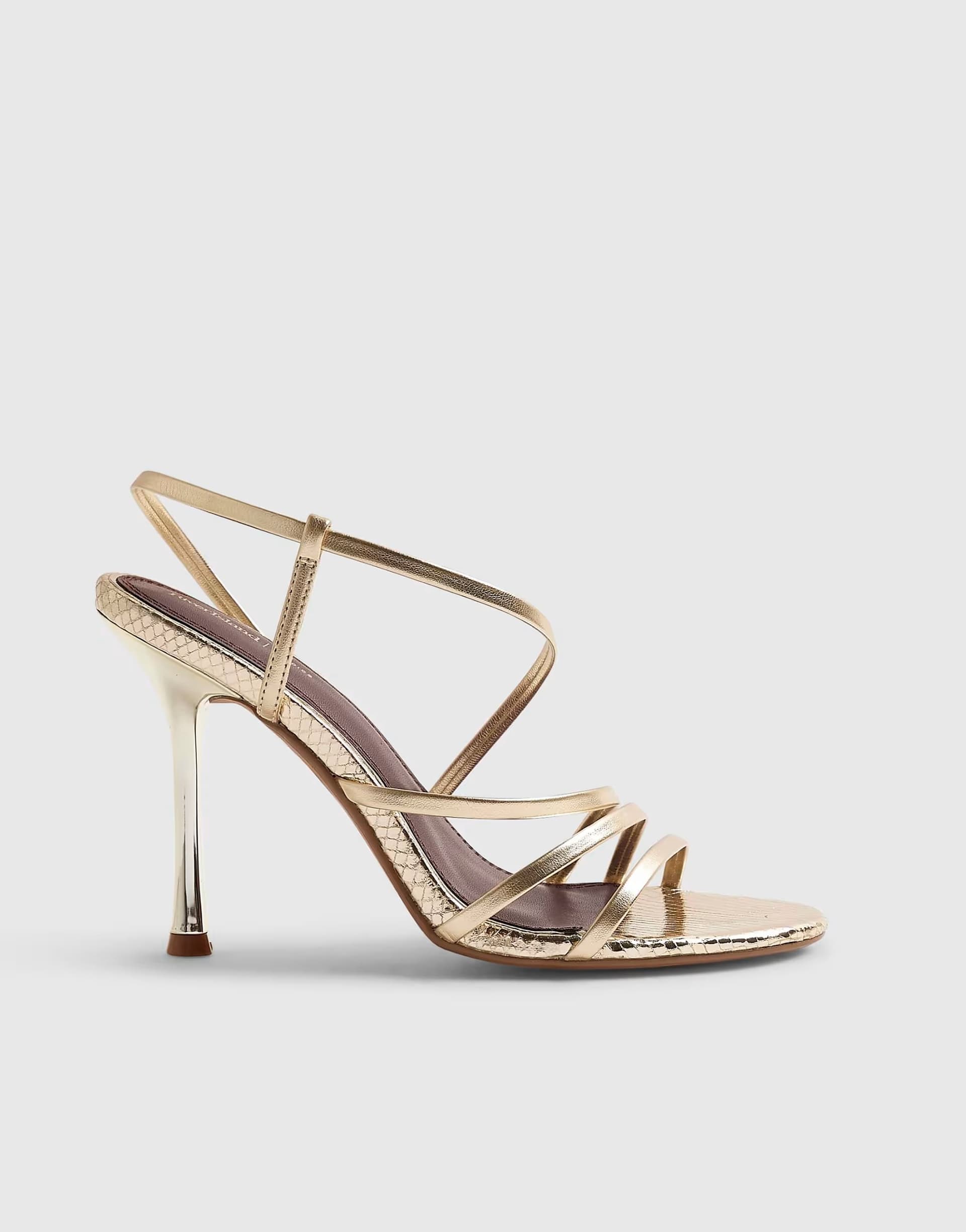ASOS River Island Gold Strappy Heeled Sandals