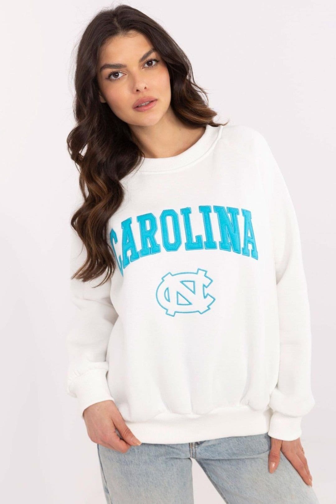 Love Lace White Cotton Sweatshirt with Carolina Logo