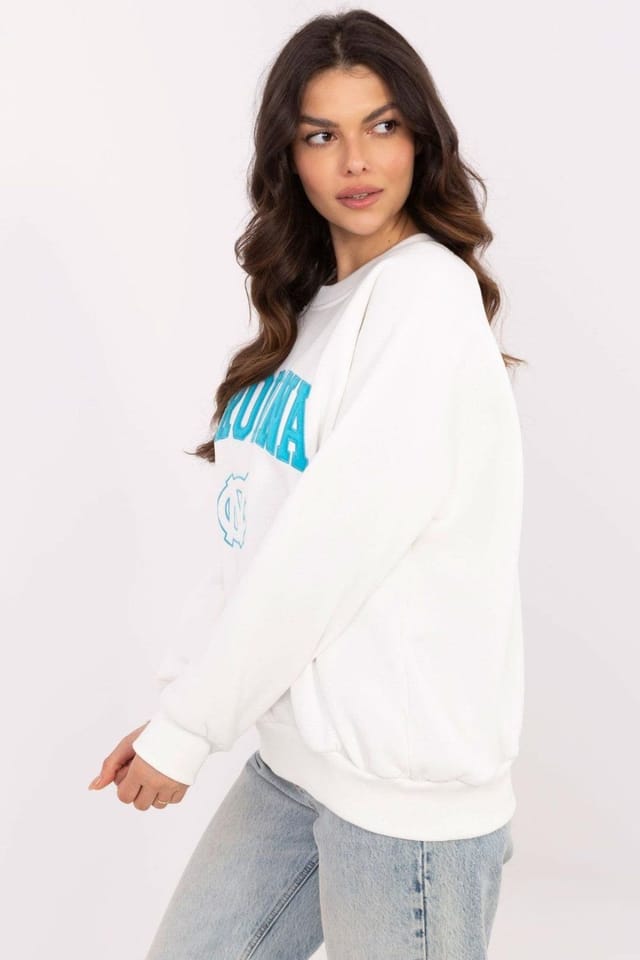 Love Lace Love Lace Women's Cotton Casual Logo Patch Sweatshirt Round Neck in White - 2
