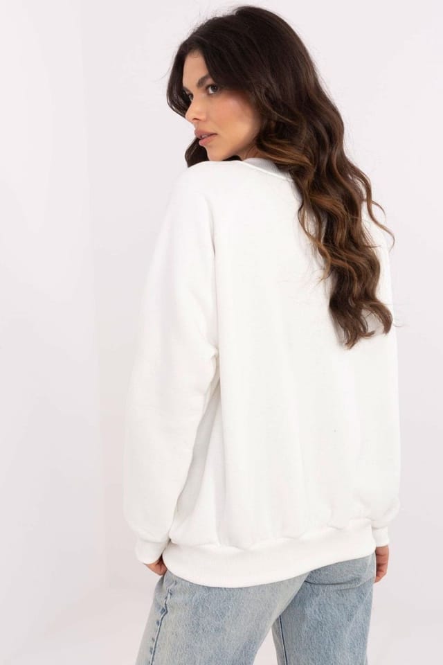 Love Lace Love Lace Women's Cotton Casual Logo Patch Sweatshirt Round Neck in White - 3