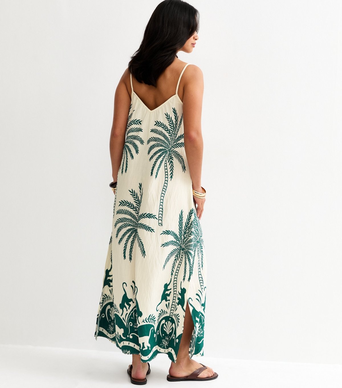 New Look Women's Petite White Palm Pattern Beach Maxi Dress New Look - 4