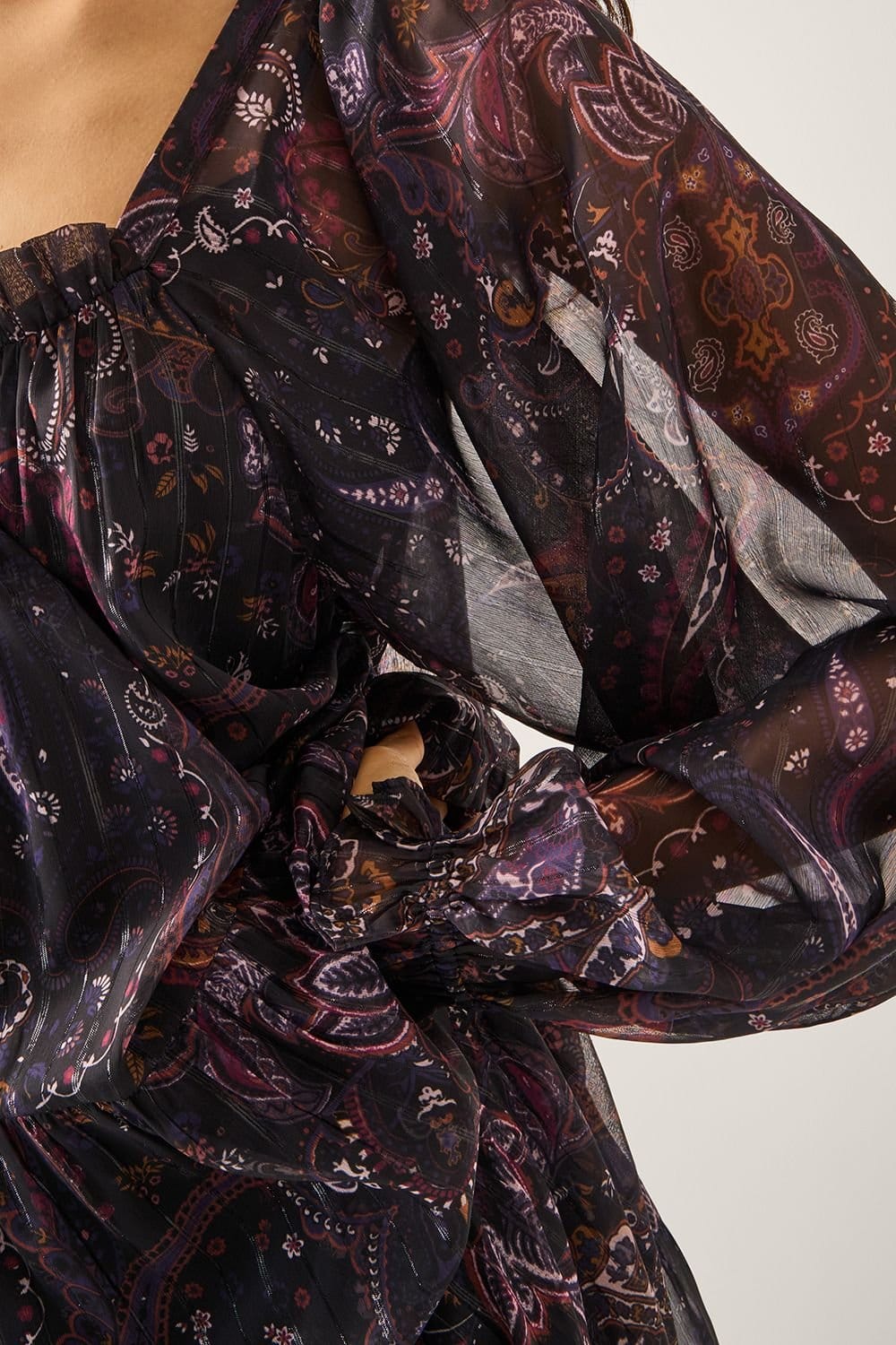 Monsoon Monsoon Women's Marianna Paisley Print Tiered Midi Dress Purple - 4
