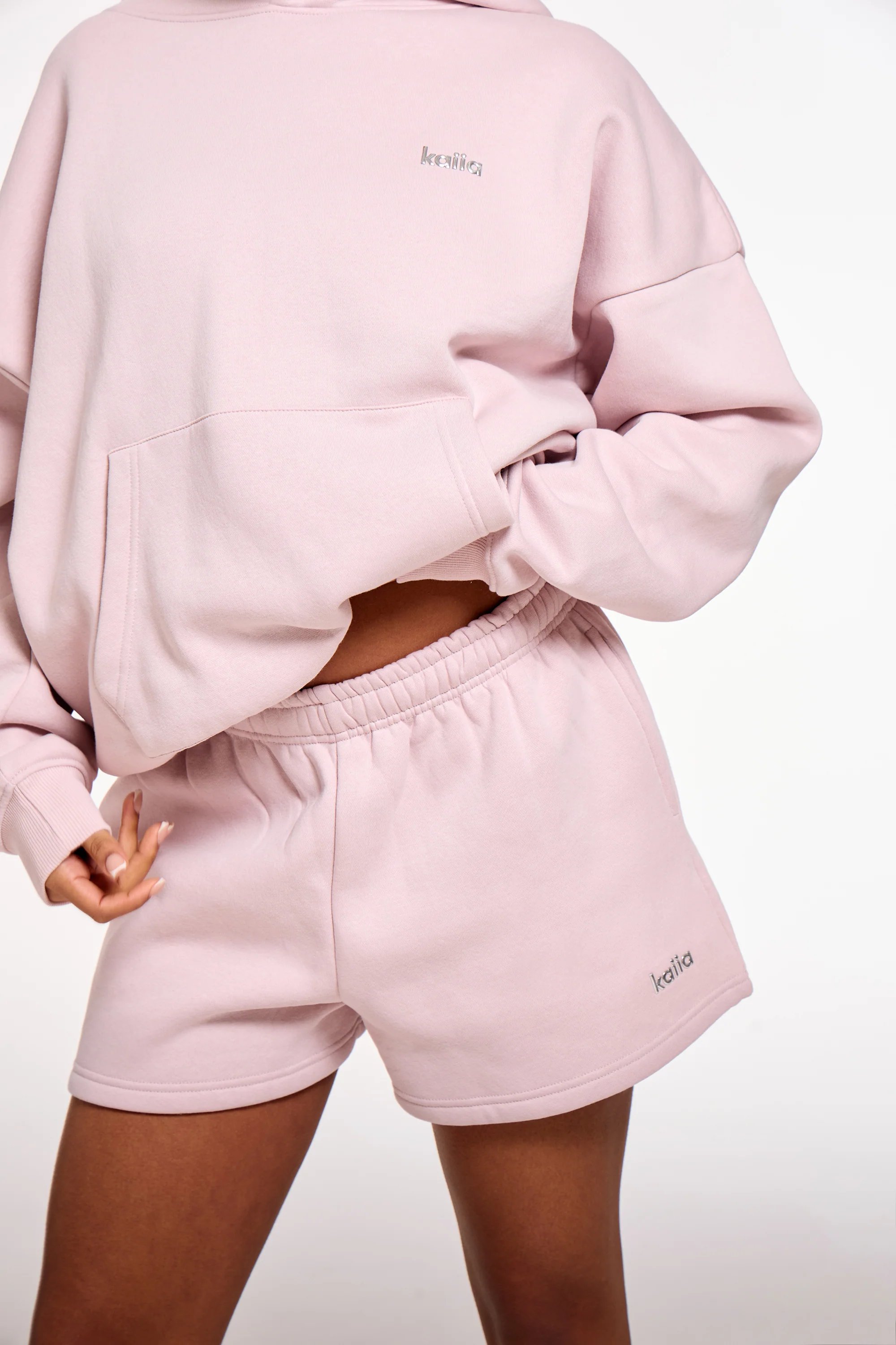 Kaiia Kaiia Chrome Logo Mini Shorts Pale Dusty Lilac - 2