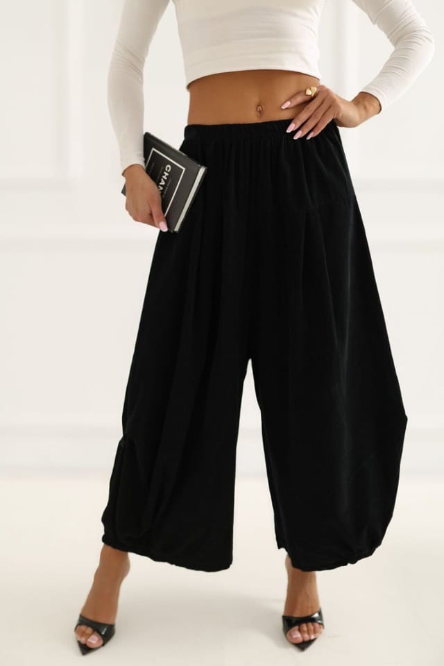 Love Lace Love Lace Women's Soft Corduroy High Waist Aladdin Pants in Black - 3