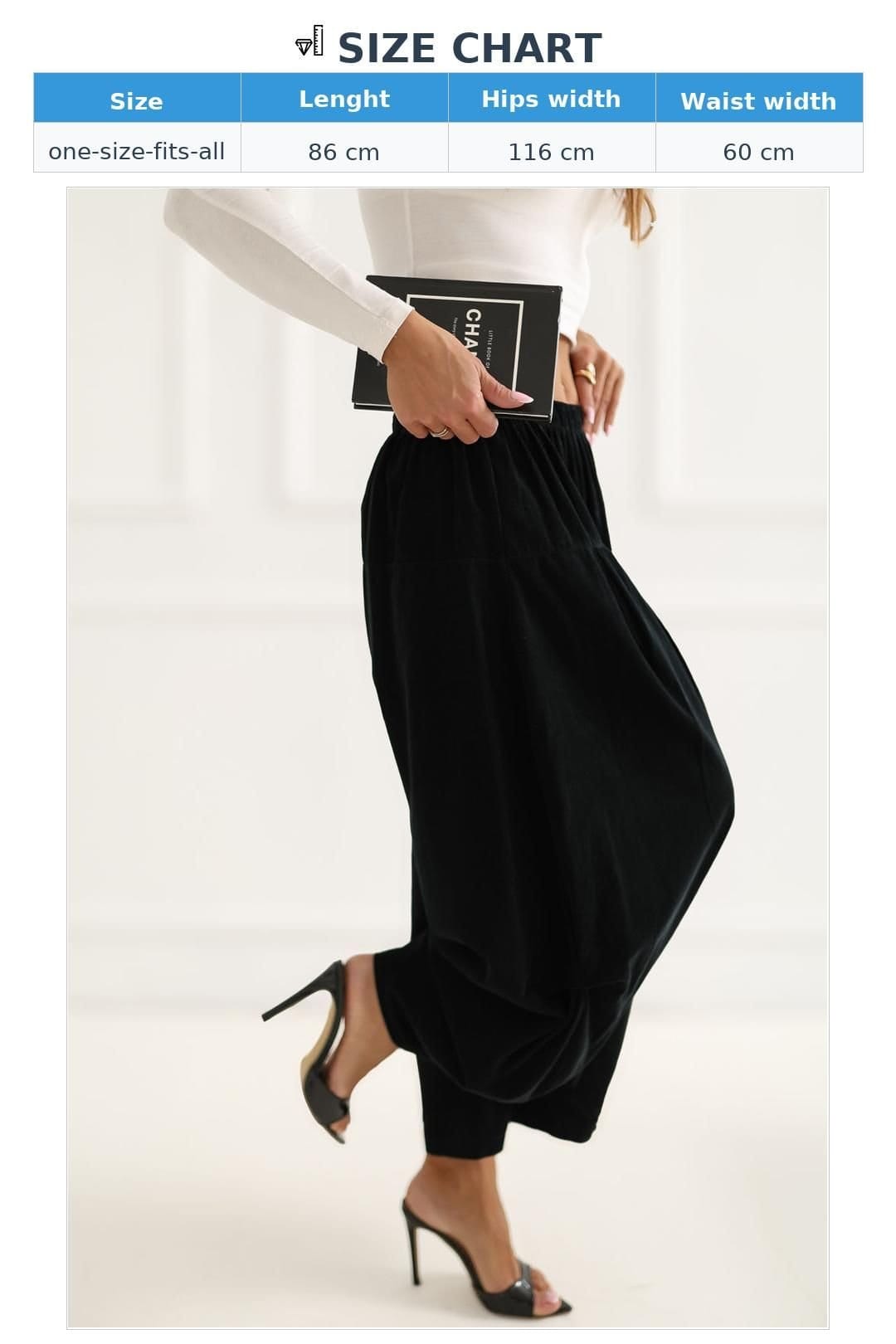 Love Lace Love Lace Women's Soft Corduroy High Waist Aladdin Pants in Black - 4