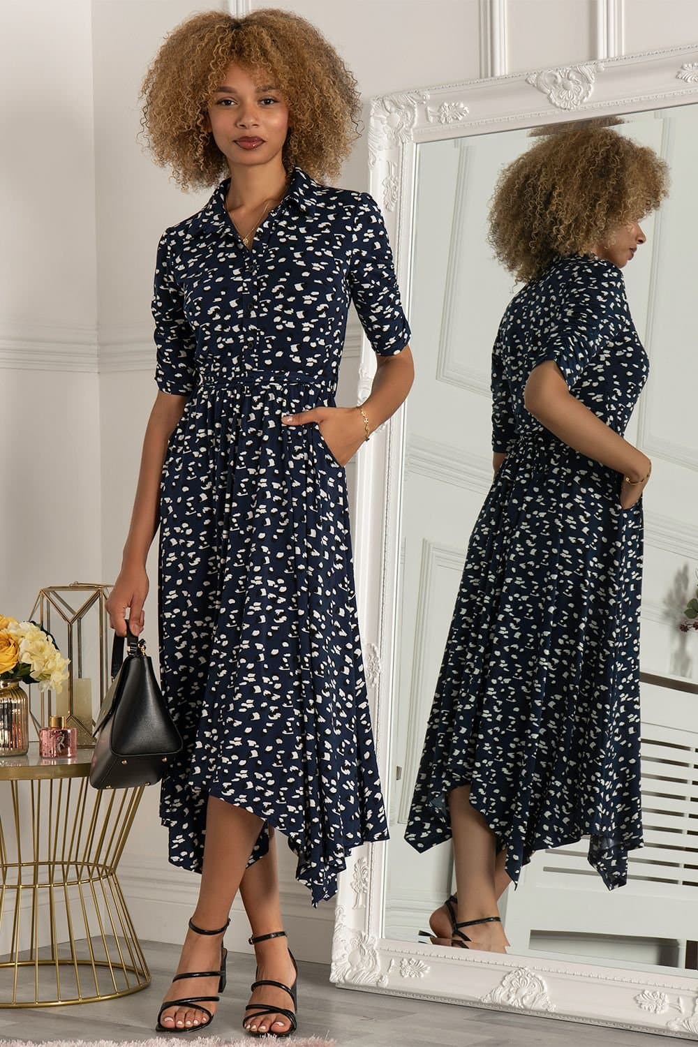 Jolie Moi Jolie Moi Women's Alys Hanky Hem Dress in Teal