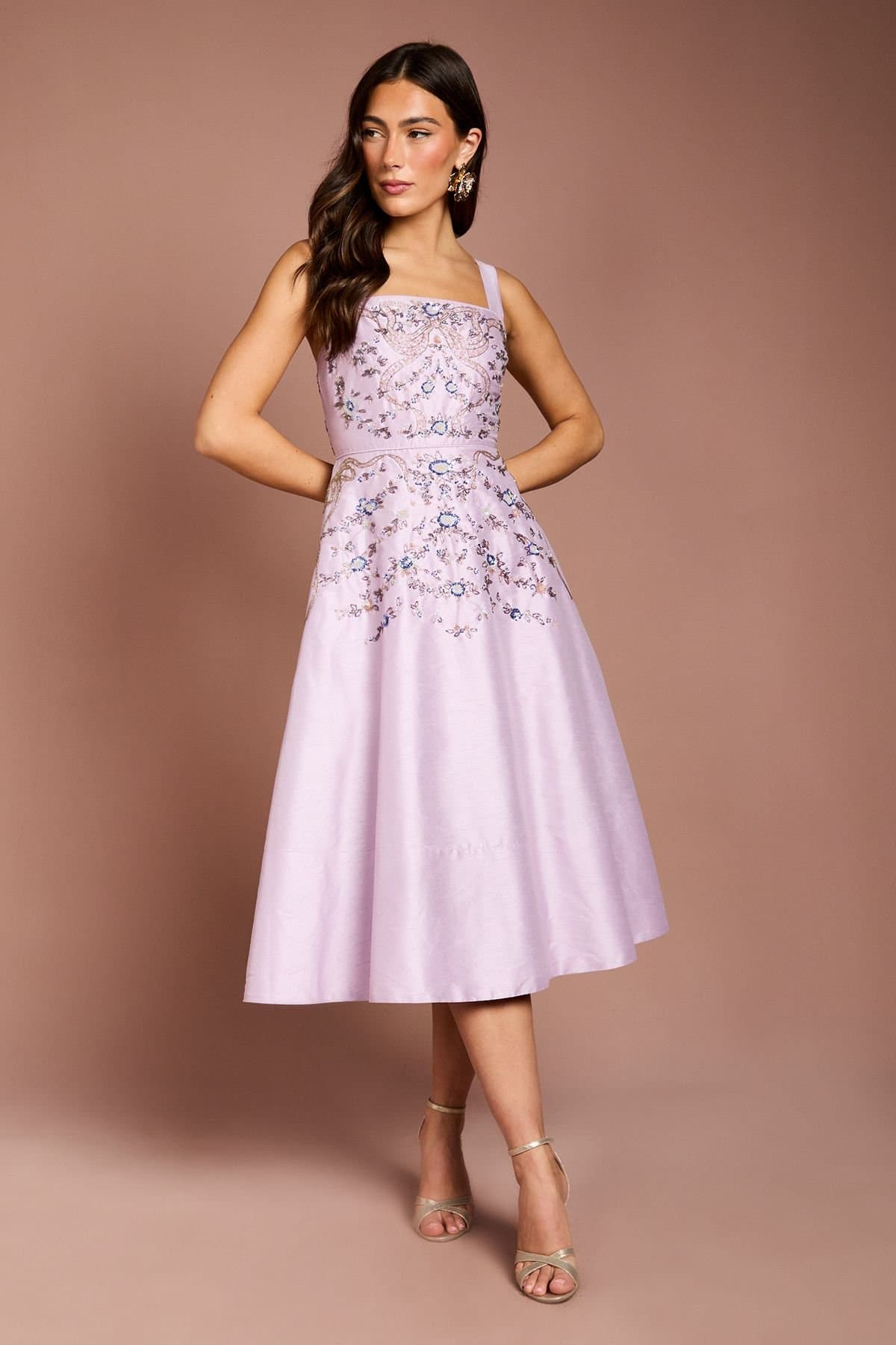 Coast Coast Women's Bow Embellished Strappy Midi Dress in Lilac