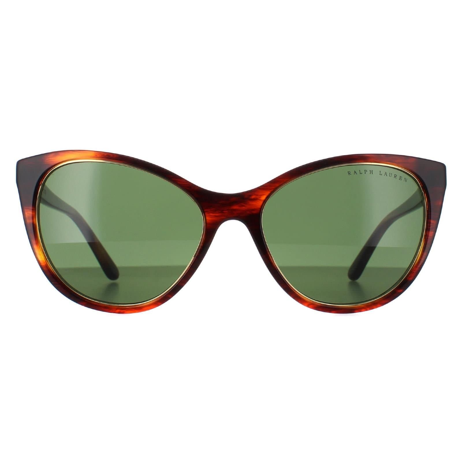 Ralph Lauren Ralph Lauren Women's Cat Eye Shiny Striped Havana Bottle Green RL8186 in Brown