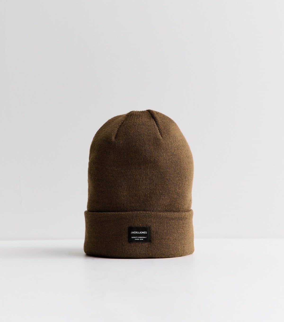 jack & jones Men's Dark Brown Logo Patch Beanie Jack & Jones New Look