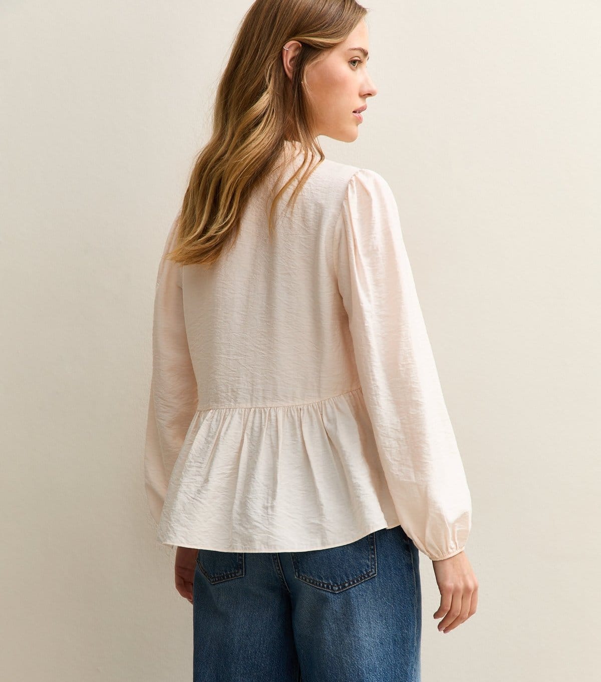 New Look Women's Light Pink Button Up Peplum Tea Blouse New Look - 4