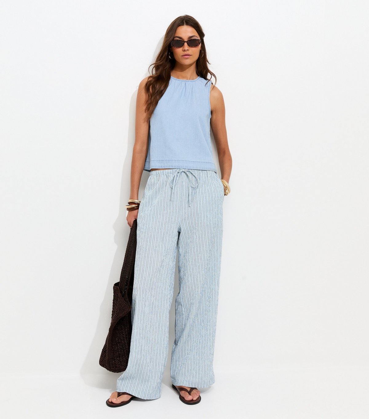 New Look Women's Light Blue Denim Sleeveless Top New Look - 2