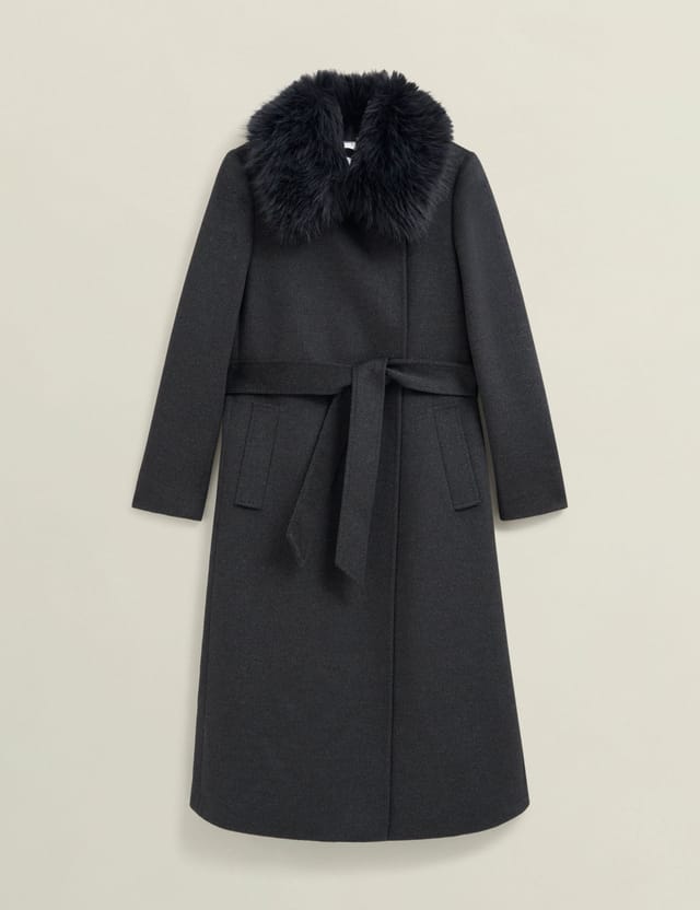 Hobbs London Hobbs London Women's Faux Fur Livia Coat in Dark Grey - 2