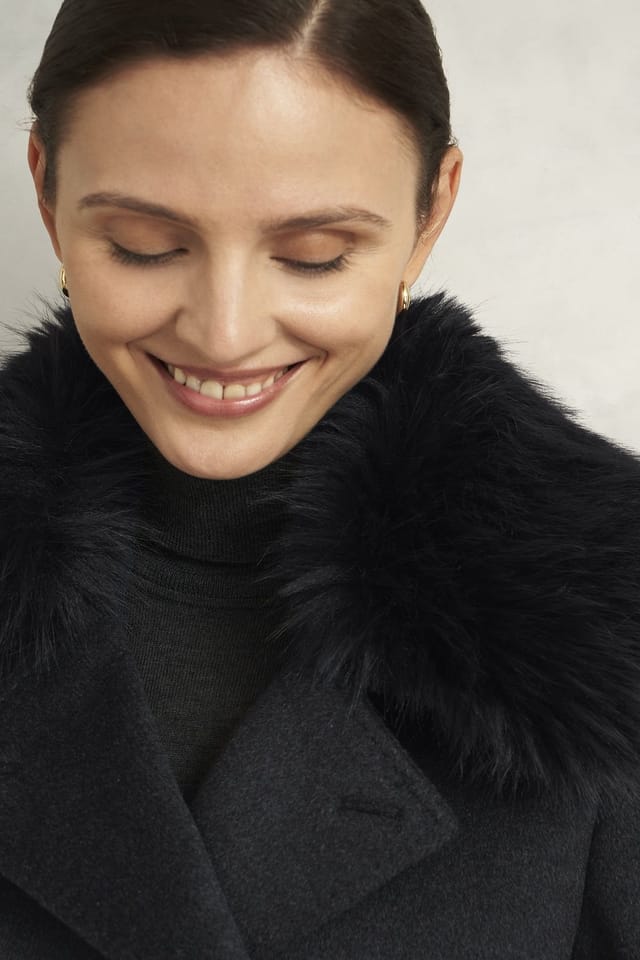 Hobbs London Hobbs London Women's Faux Fur Livia Coat in Dark Grey - 3