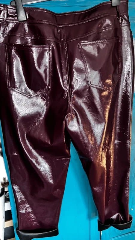 New Look New look glossy burgundy trousers size 14-16