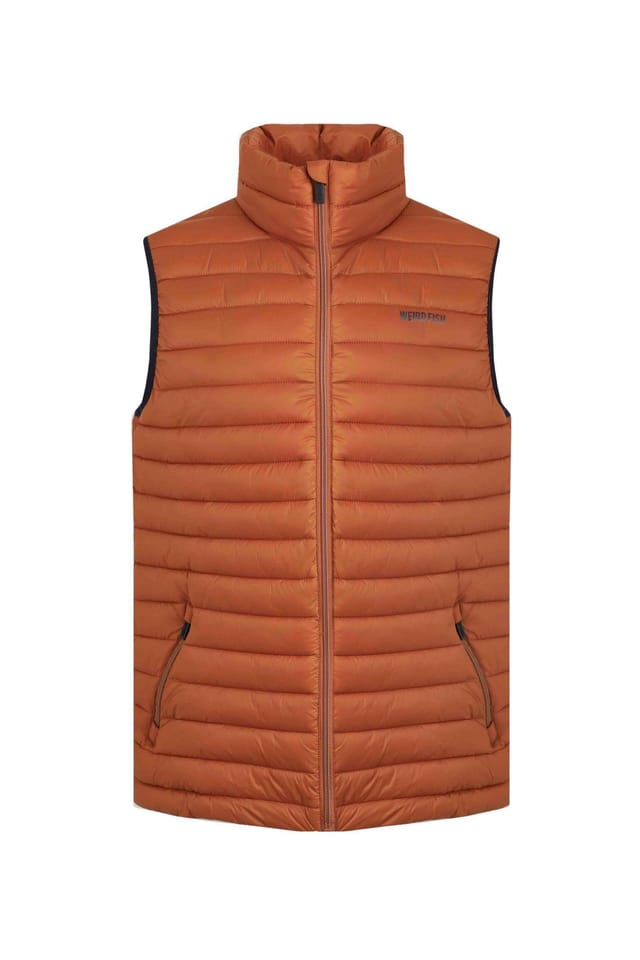 Weird Fish Weird Fish Men's Langtree Lightweight Showerproof Padded Gilet in Pale Orange - 2