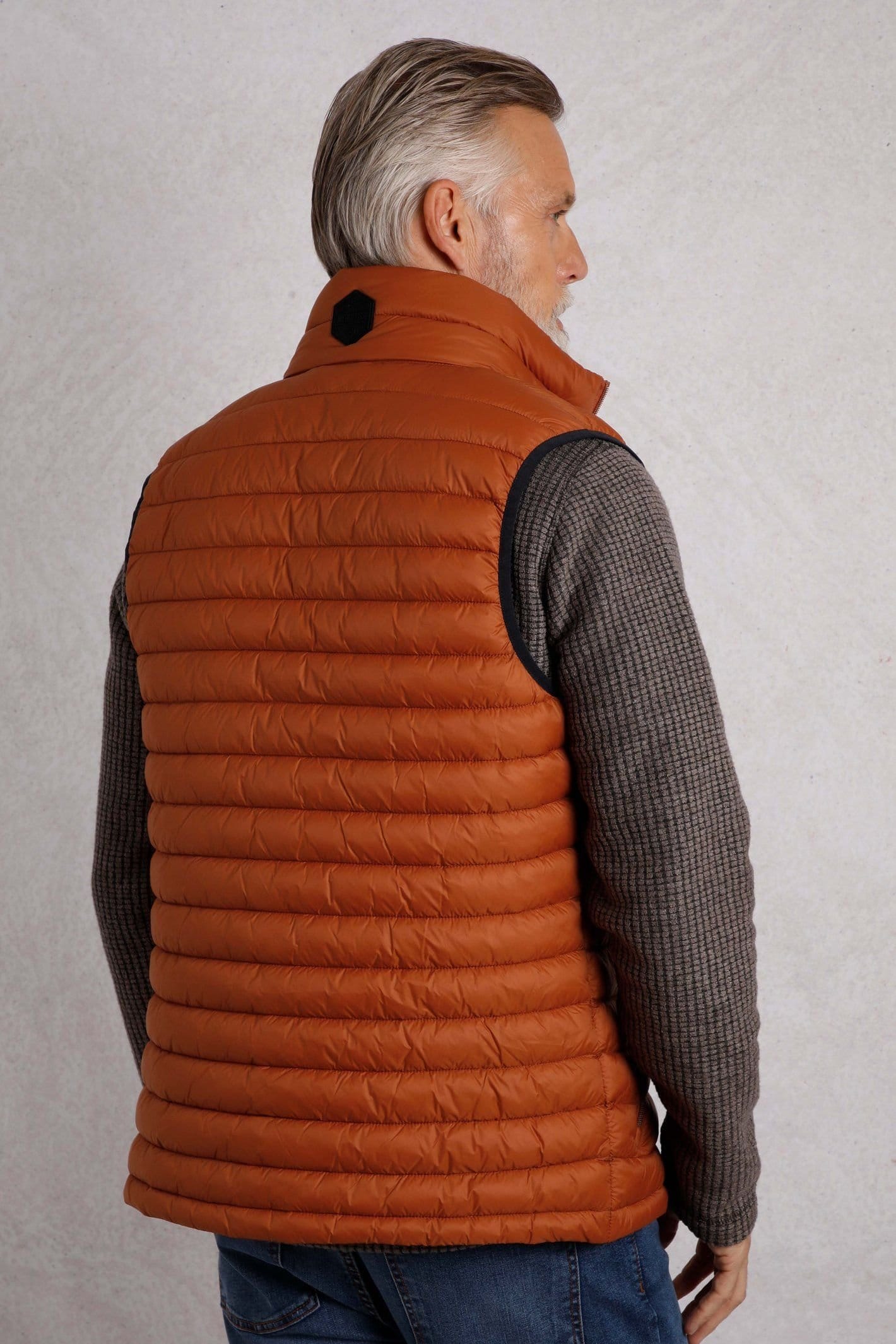 Weird Fish Weird Fish Men's Langtree Lightweight Showerproof Padded Gilet in Pale Orange - 4