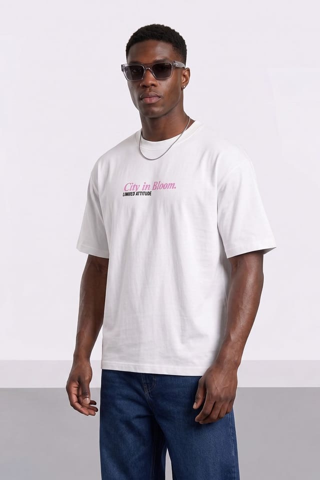 LONDON ATTITUDE LONDON ATTITUDE Men's Tokyo City in Bloom Oversized Heavyweight Printed T-Shirt in White - 2