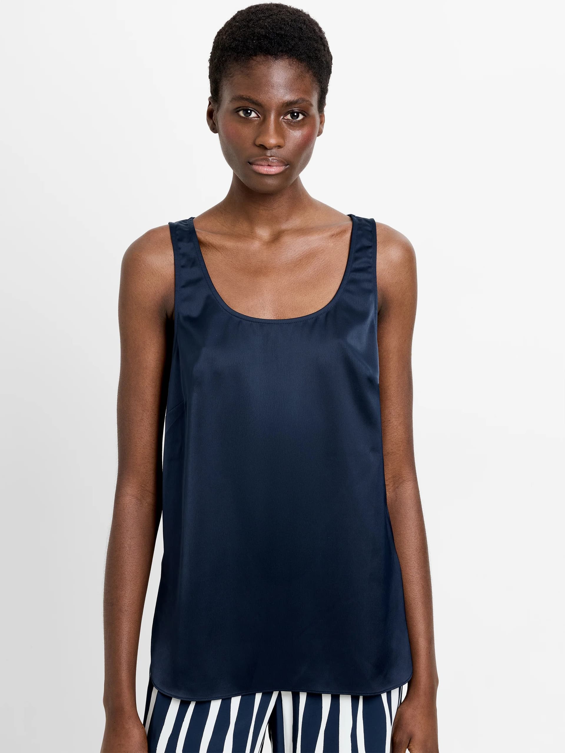 French Connection French Connection Navy Blue Satin Tank Top