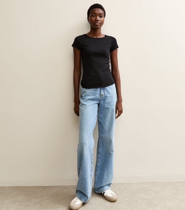 New Look Women's Tall Black Ribbed Babylock T-Shirt New Look - 3