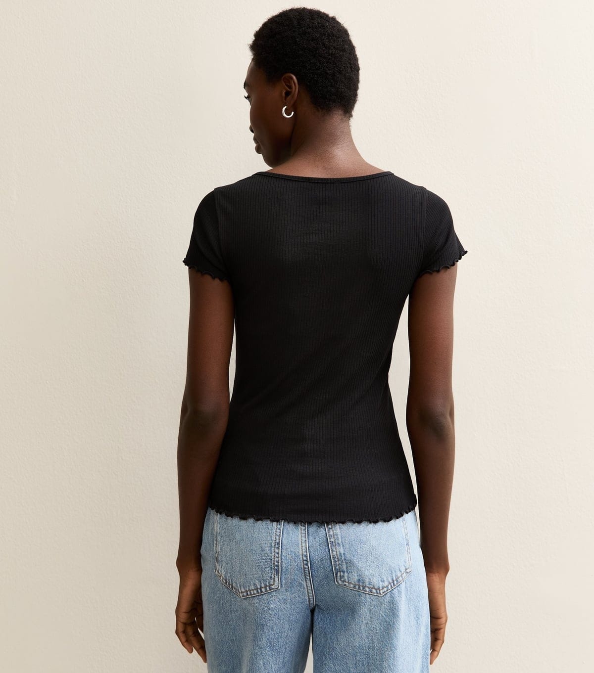 New Look Women's Tall Black Ribbed Babylock T-Shirt New Look - 4