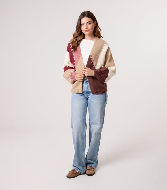 Blue Vanilla Women's Brown Colourblock Cardigan Blue Vanilla New Look - 2