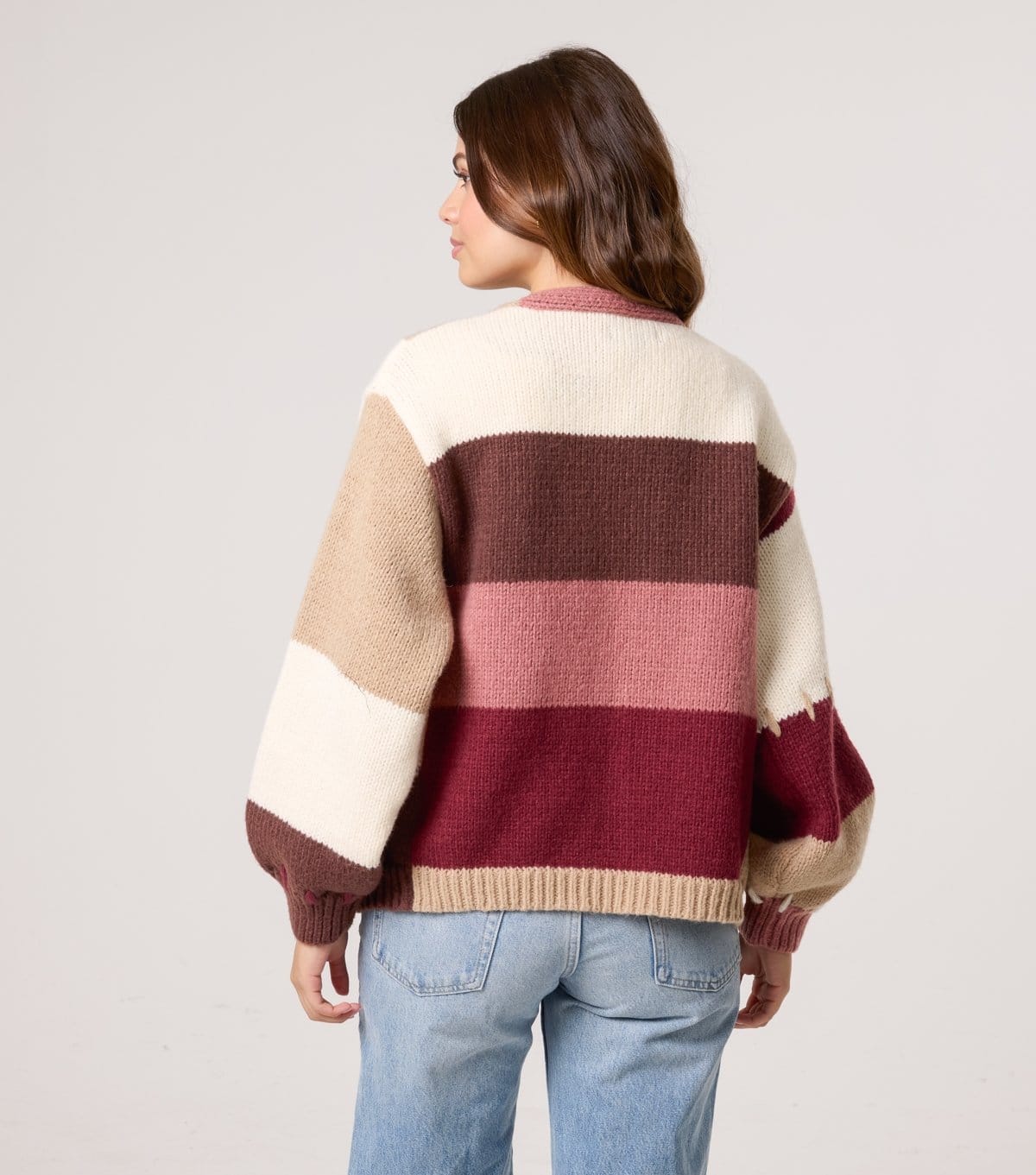 Blue Vanilla Women's Brown Colourblock Cardigan Blue Vanilla New Look - 4