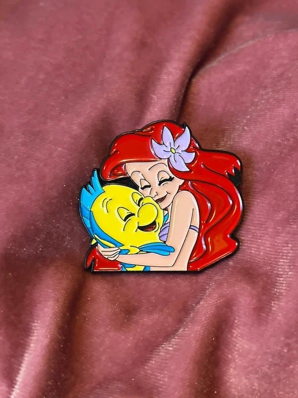 Ariel & Flounder Ariel The Little Mermaid With Flounder Cute Cartoon Collectors Pin Badge