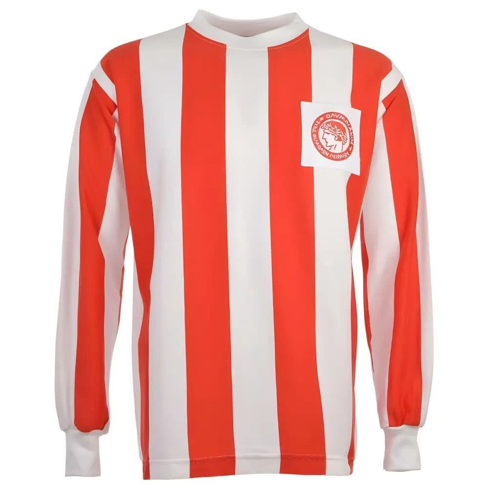 Olympiakos Olympiakos Men's Mens Retro 1970s Football Shirt in Red