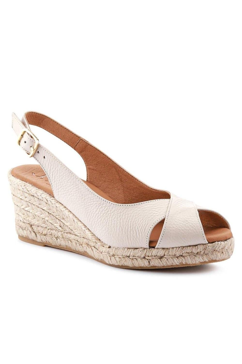 Jones Bootmaker Jones Bootmaker White Leather Heeled Espadrilles