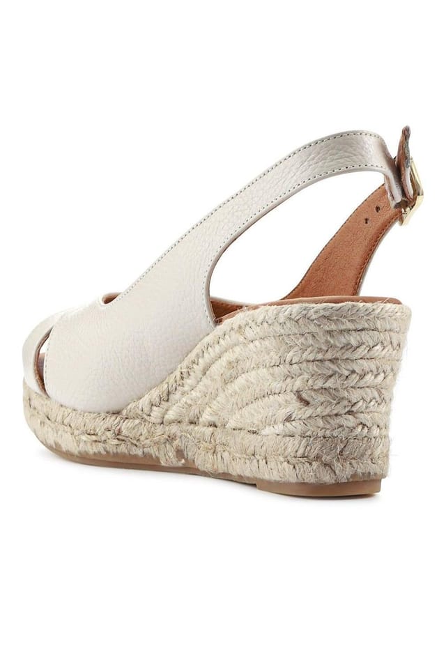 Jones Bootmaker Jones Bootmaker Women's Raquelle Leather Heeled Espadrilles in White - 3