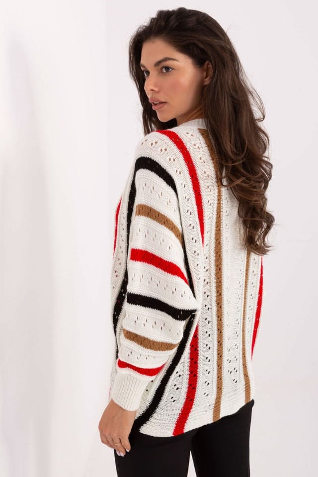 Love Lace Love Lace Women's Oversized Casual Knit Sweater Roundneck in White - 2