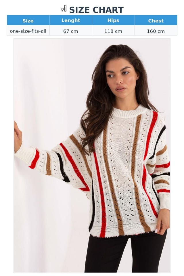 Love Lace Love Lace Women's Oversized Casual Knit Sweater Roundneck in White - 3