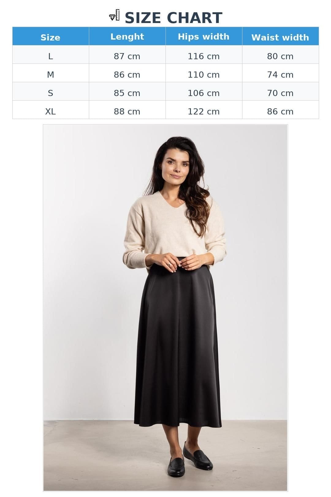 Love Lace Love Lace Women's Satin Flared High Waist Midi Skirt in Black - 4