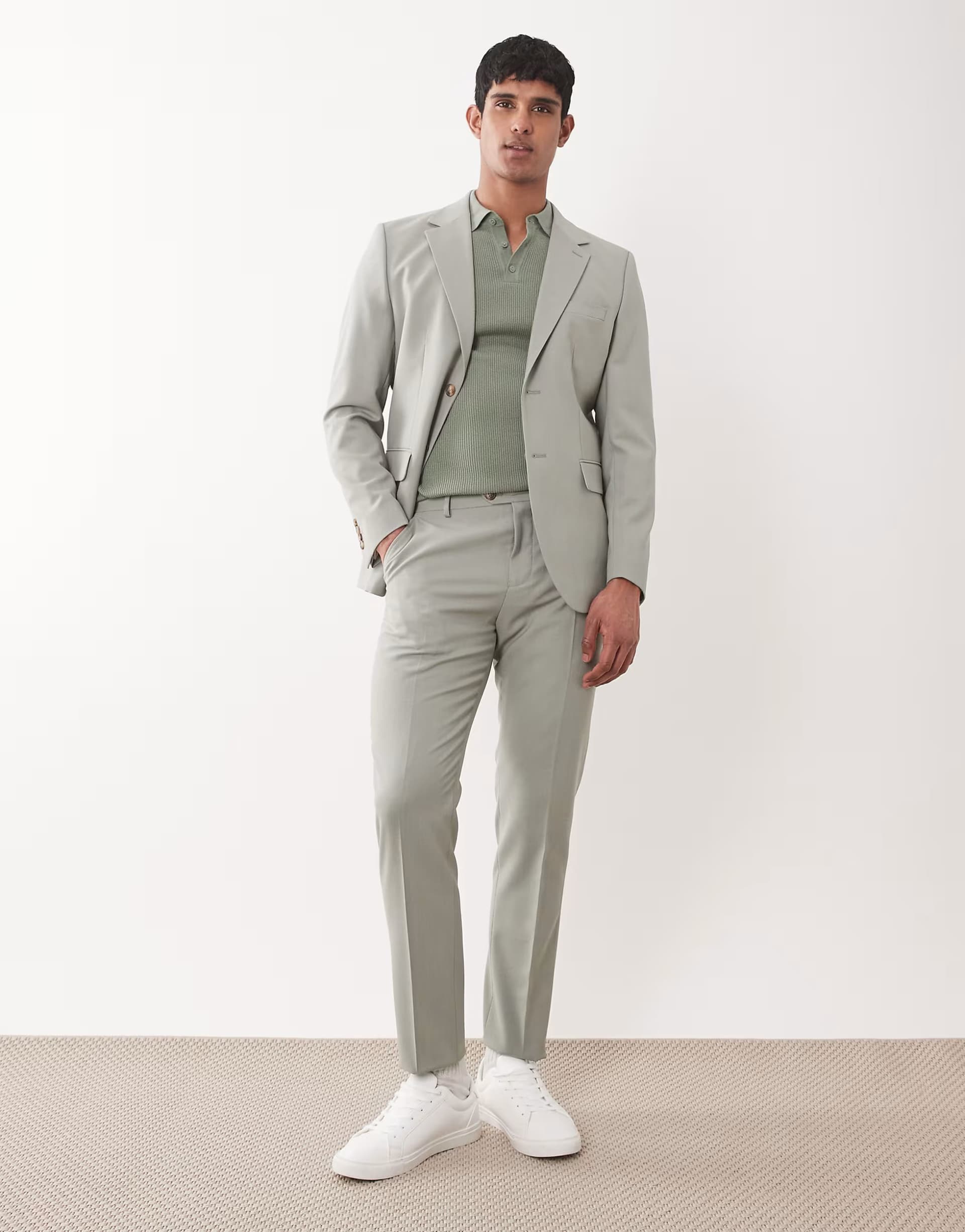 ASOS Selected slim fit suit trousers in light green