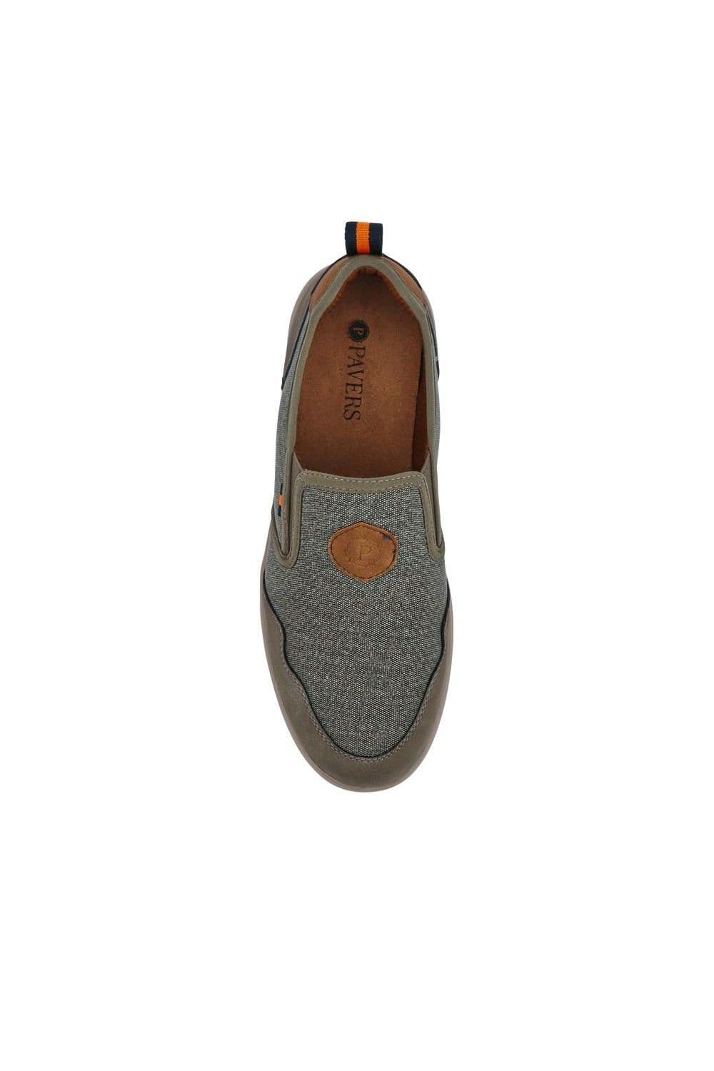 Pavers Pavers Men's Elasticated Fabric Slip-Ons in Khaki - 4