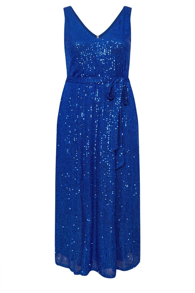 Yours Yours Women's Sequin V-Neck Maxi Dress in Blue - 2