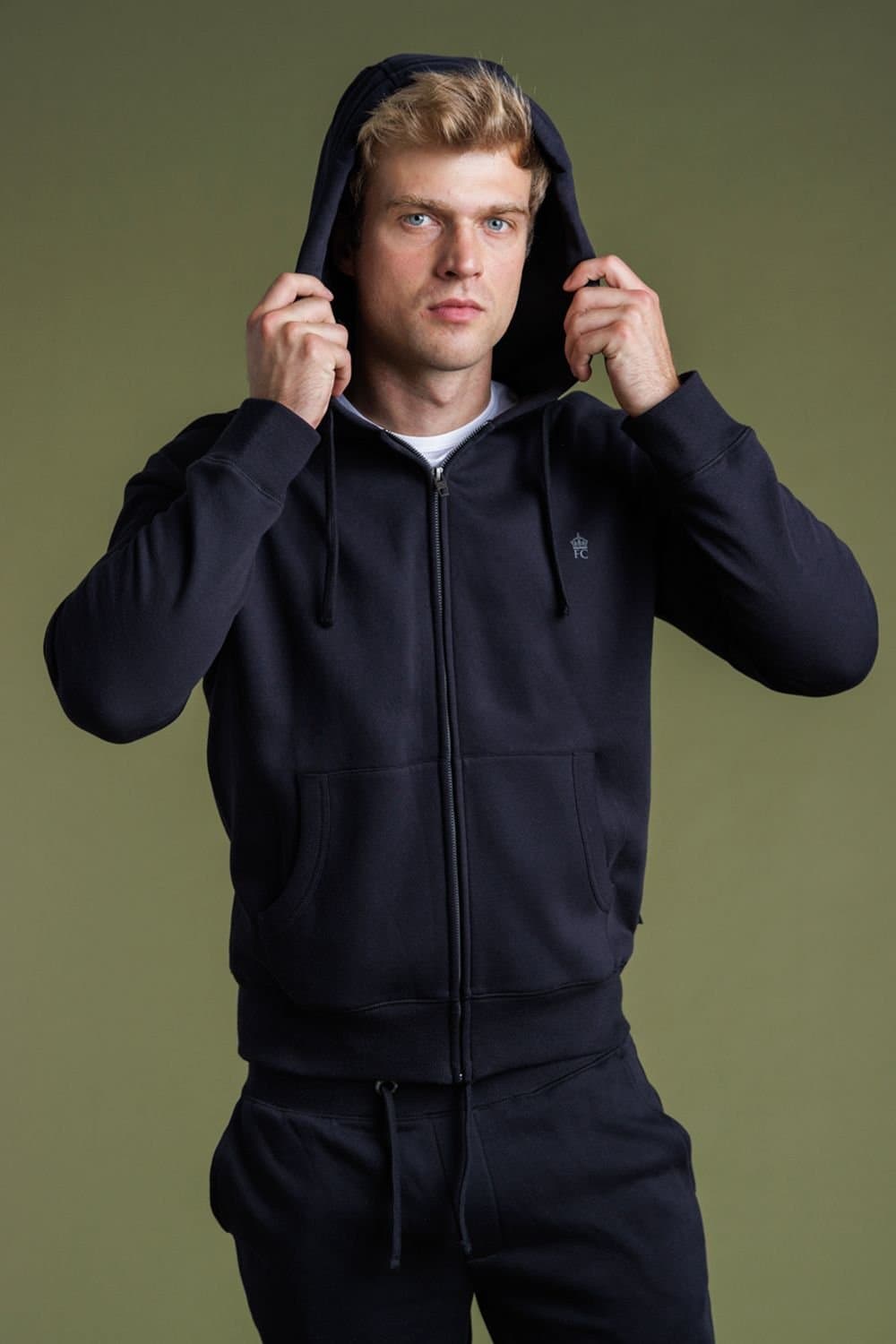 French Connection French Connection Men's Cotton Blend Zip Hoody in Navy