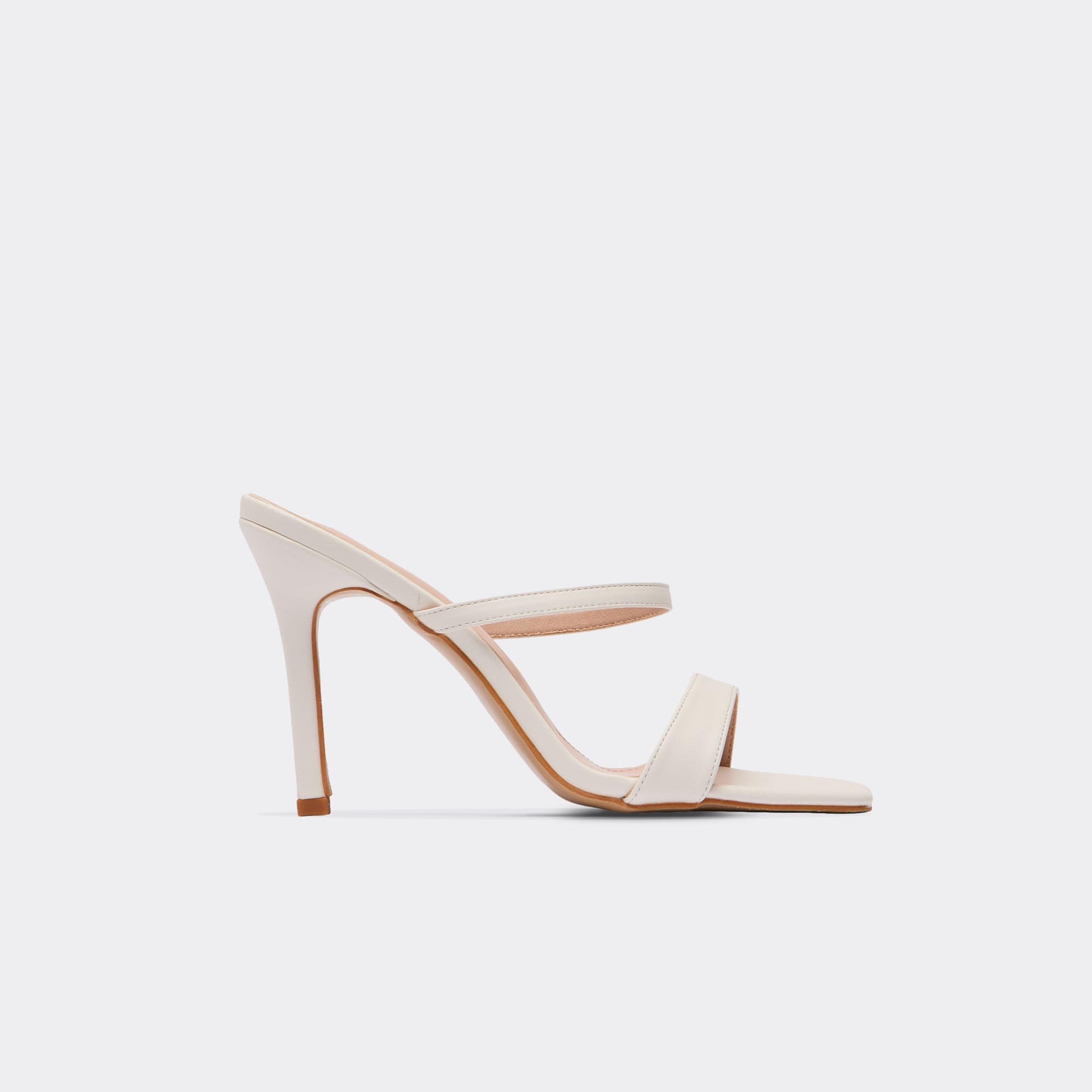 EGO EGO White Faux Leather Double Strap Square Toe Heeled Mule