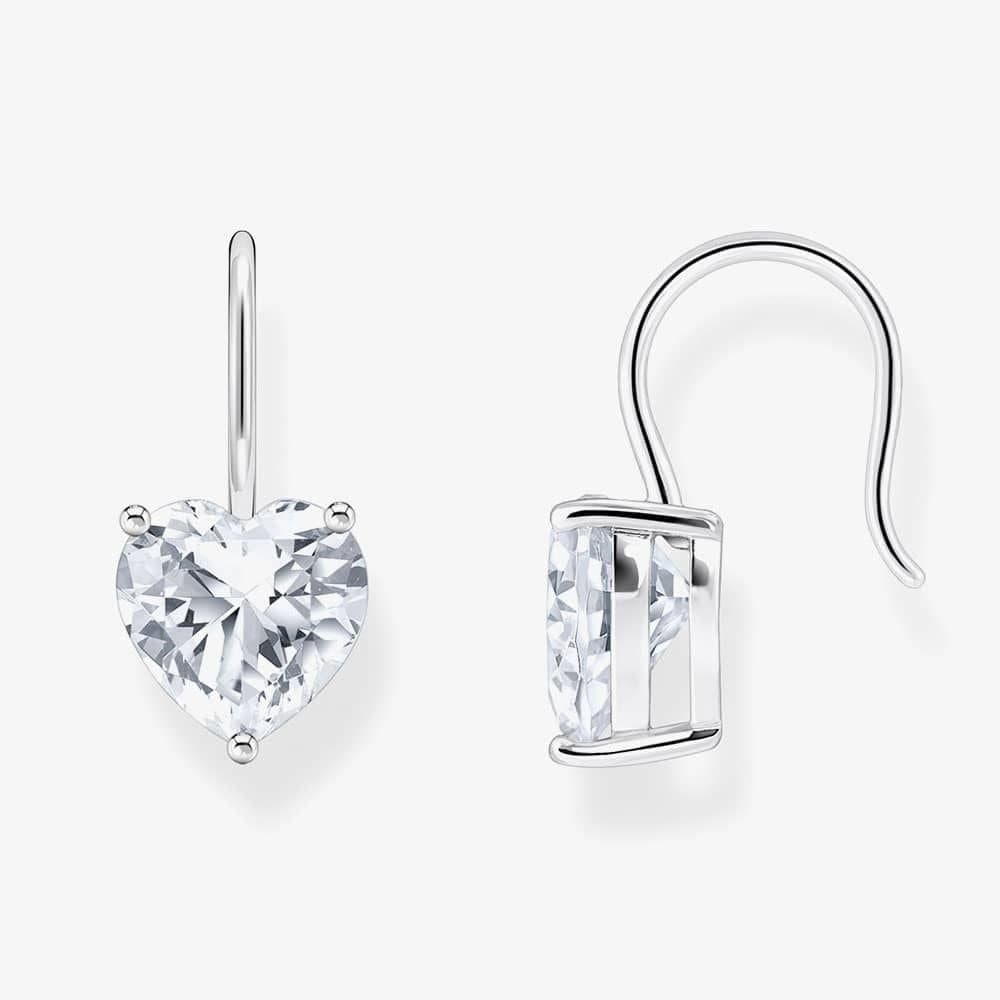 Thomas Sabo THOMAS SABO Women's Silver Heart Cubic Zirconia Earrings H2288-051-14 in White