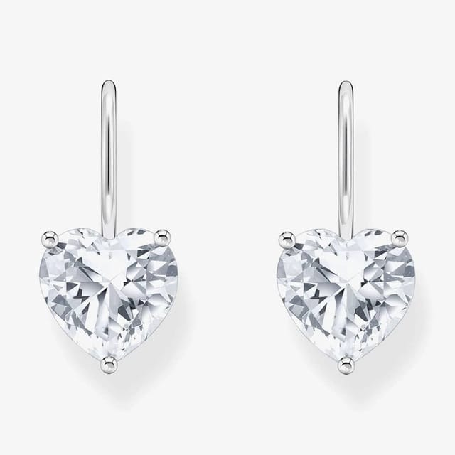 Thomas Sabo THOMAS SABO Women's Silver Heart Cubic Zirconia Earrings H2288-051-14 in White - 2